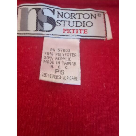 Vtg 1980s Norton Studio Red Black Fuzzy Cozy Jacket Warm Petite S - Picture 2 of 8
